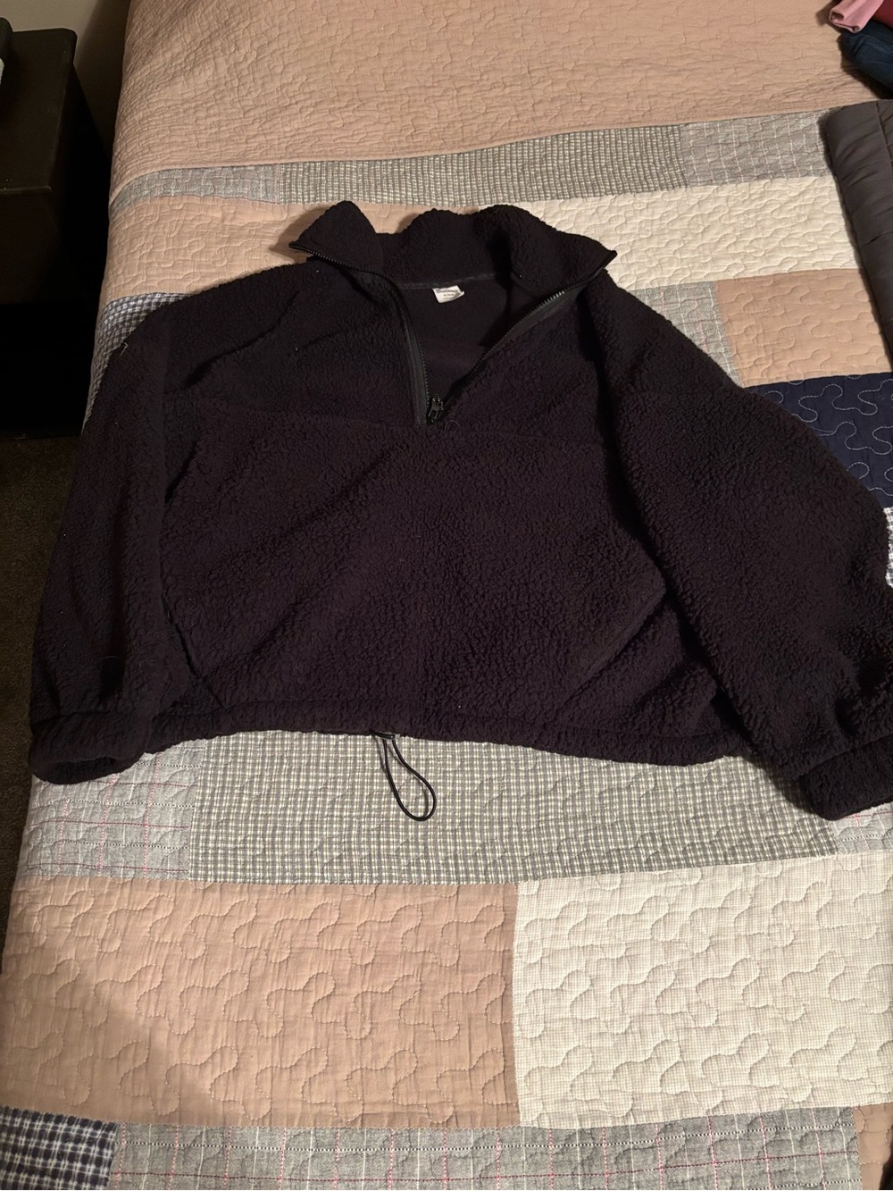 No Boundaries Women’s Dark Sherpa Quarter-Zip Pullover